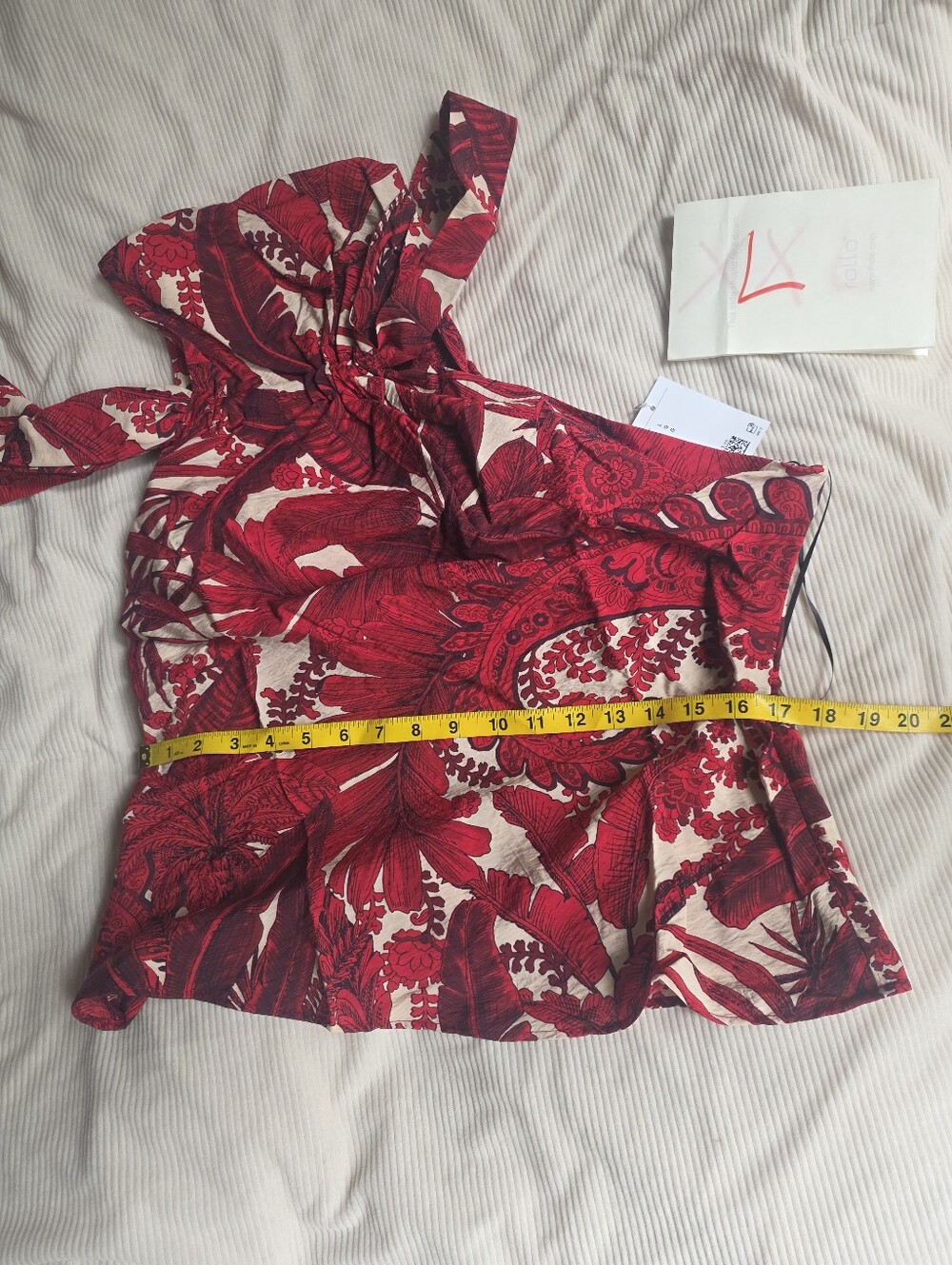 H&M Strap-detail One-shoulder Top Floral Red Paysley Bnwt - Picture 10 of 16